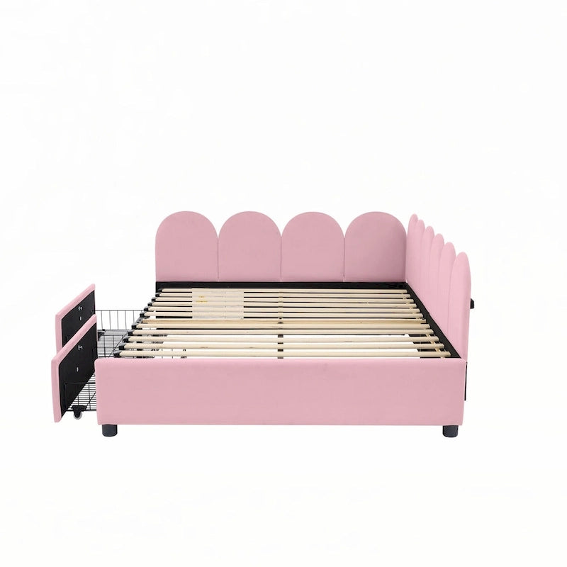 Lit de repos rembourré avec 2 tiroirs