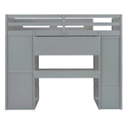 Lit mezzanine avec bureau, armoires, 4 tiroirs et 4 étagères