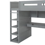 Lit mezzanine avec bureau, armoires, 4 tiroirs et 4 étagères