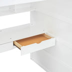Lit mezzanine avec bureau, armoires, 4 tiroirs et 4 étagères
