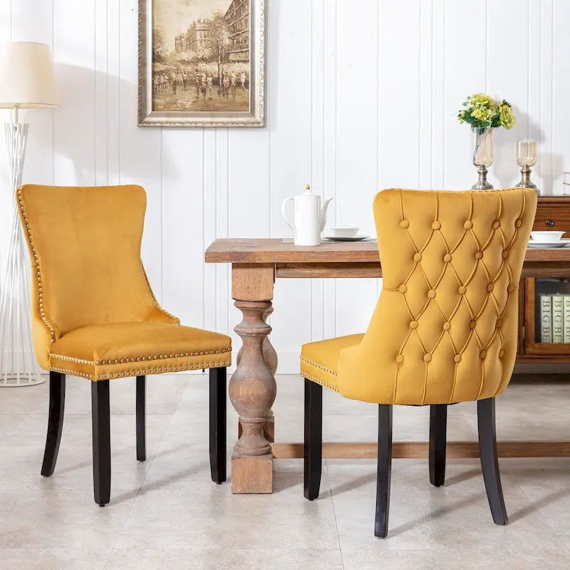 Chaise de salle à manger en velours avec dossier ailé, chaise de cuisine moderne