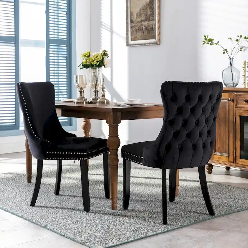 Chaise de salle à manger en velours avec dossier ailé, chaise de cuisine moderne
