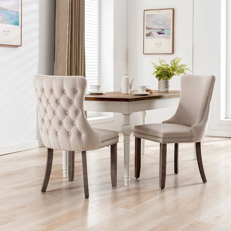 Chaise de salle à manger en velours avec dossier ailé, chaise de cuisine moderne