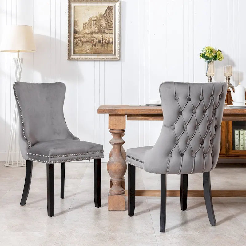 Chaise de salle à manger en velours avec dossier ailé, chaise de cuisine moderne