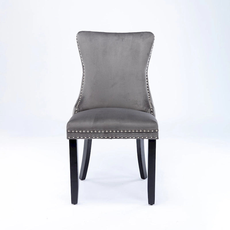 Chaise de salle à manger en velours avec dossier ailé, chaise de cuisine moderne