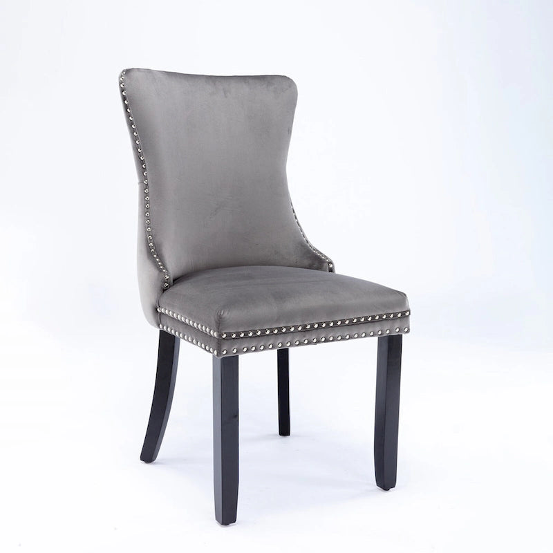 Chaise de salle à manger en velours avec dossier ailé, chaise de cuisine moderne