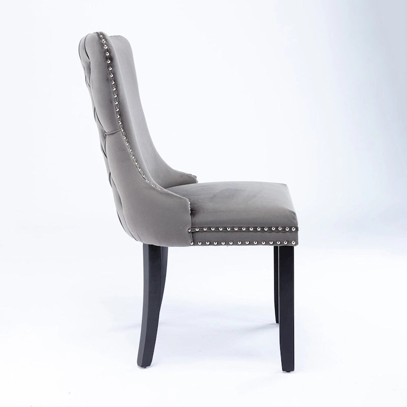 Chaise de salle à manger en velours avec dossier ailé, chaise de cuisine moderne