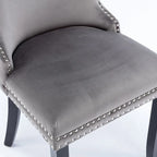 Chaise de salle à manger en velours avec dossier ailé, chaise de cuisine moderne