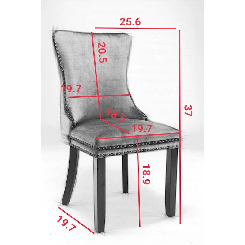 Chaise de salle à manger en velours avec dossier ailé, chaise de cuisine moderne