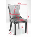 Chaise de salle à manger en velours avec dossier ailé, chaise de cuisine moderne