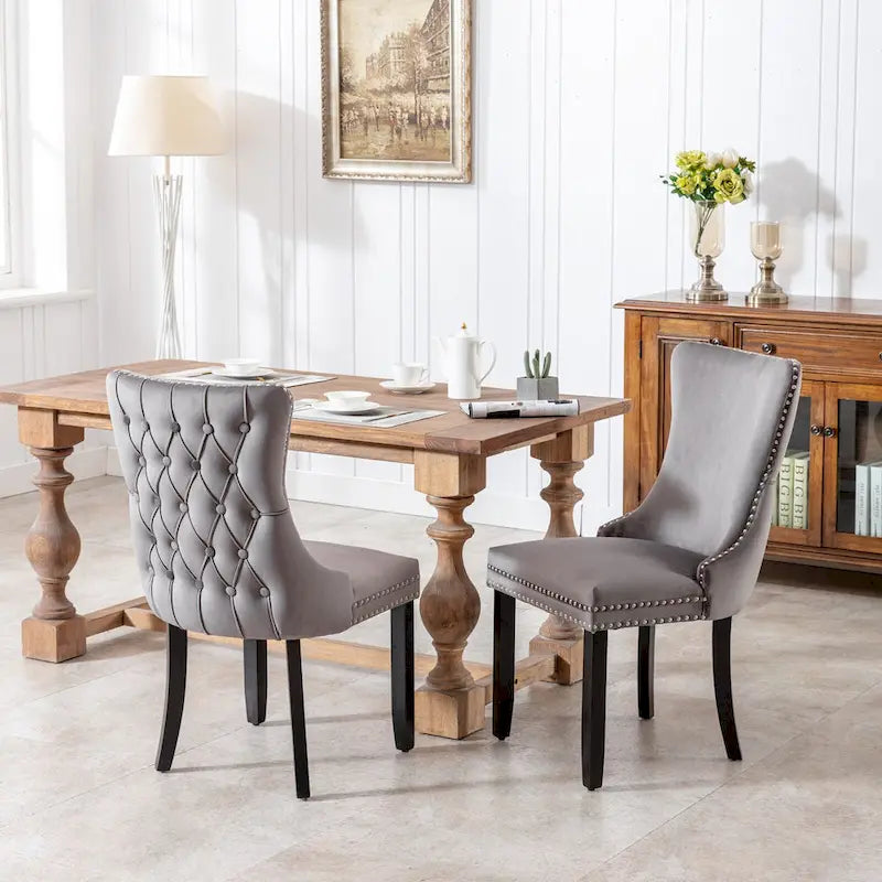 Chaise de salle à manger en velours avec dossier ailé, chaise de cuisine moderne