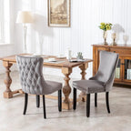Chaise de salle à manger en velours avec dossier ailé, chaise de cuisine moderne