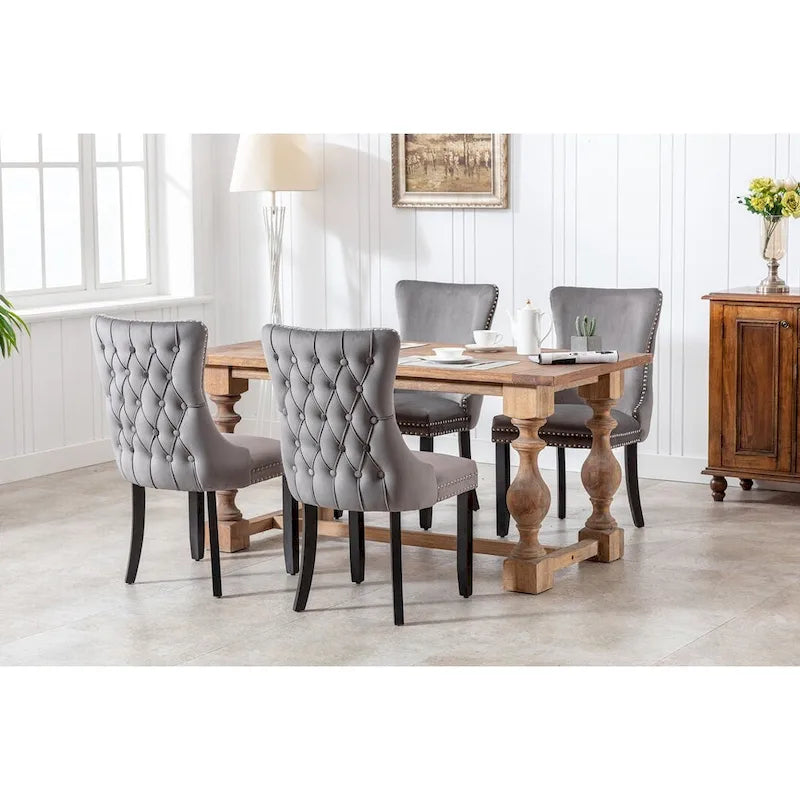 Chaise de salle à manger en velours avec dossier ailé, chaise de cuisine moderne