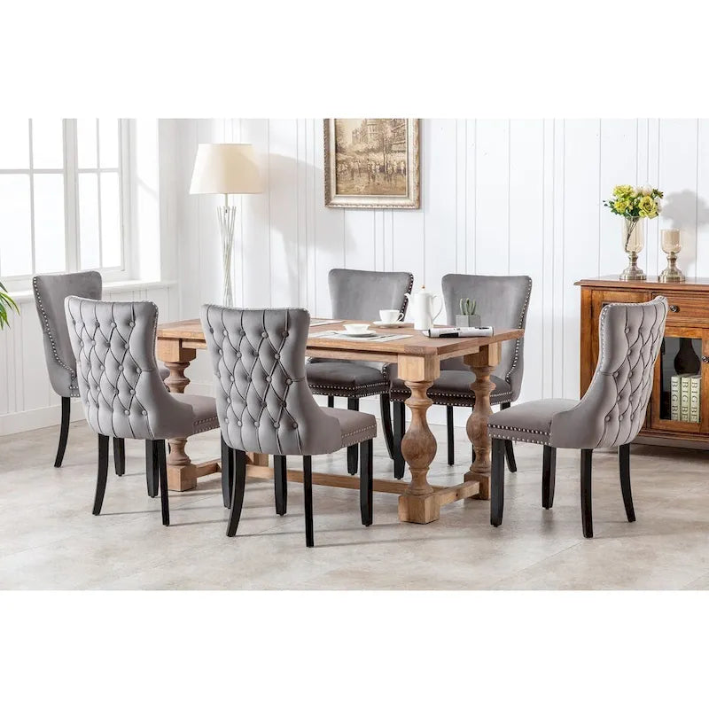 Chaise de salle à manger en velours avec dossier ailé, chaise de cuisine moderne
