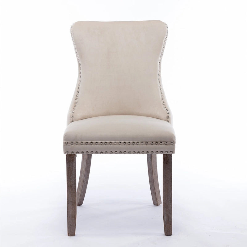 Chaise de salle à manger en velours avec dossier ailé, chaise de cuisine moderne