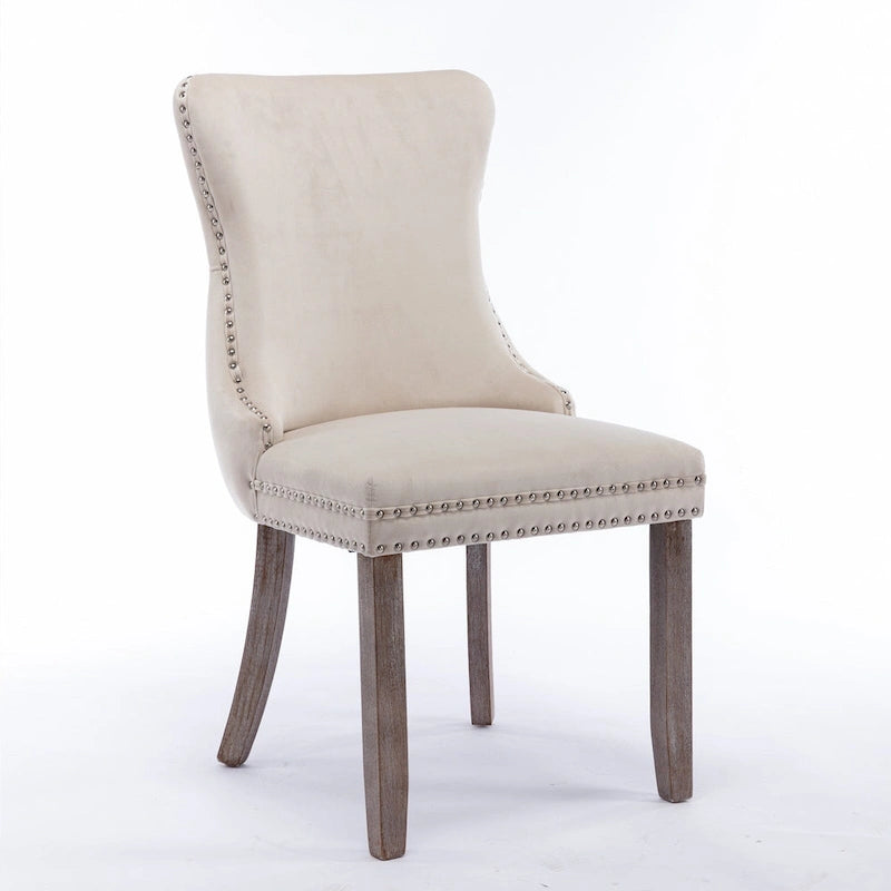 Chaise de salle à manger en velours avec dossier ailé, chaise de cuisine moderne