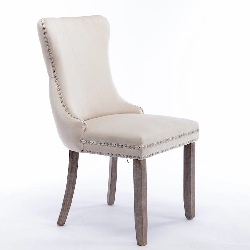 Chaise de salle à manger en velours avec dossier ailé, chaise de cuisine moderne