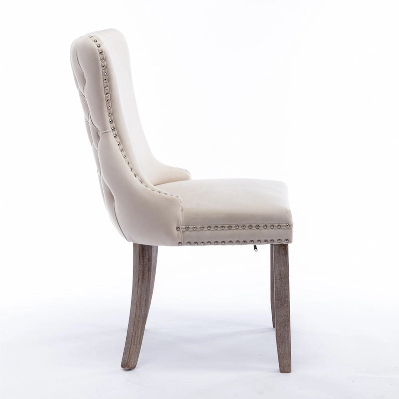 Chaise de salle à manger en velours avec dossier ailé, chaise de cuisine moderne