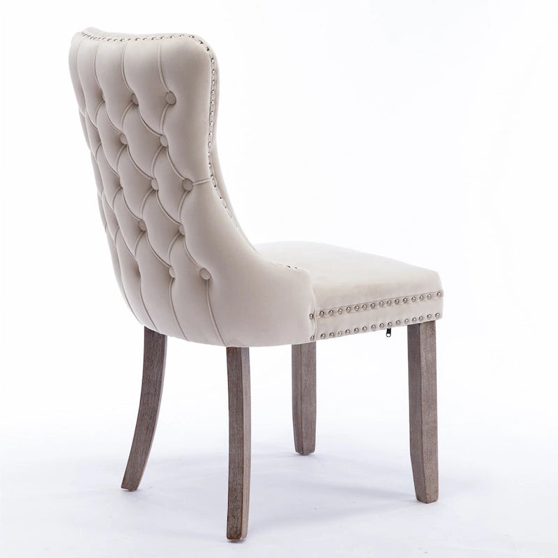 Chaise de salle à manger en velours avec dossier ailé, chaise de cuisine moderne
