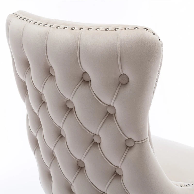 Chaise de salle à manger en velours avec dossier ailé, chaise de cuisine moderne