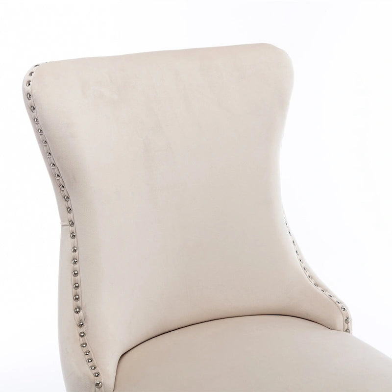 Chaise de salle à manger en velours avec dossier ailé, chaise de cuisine moderne