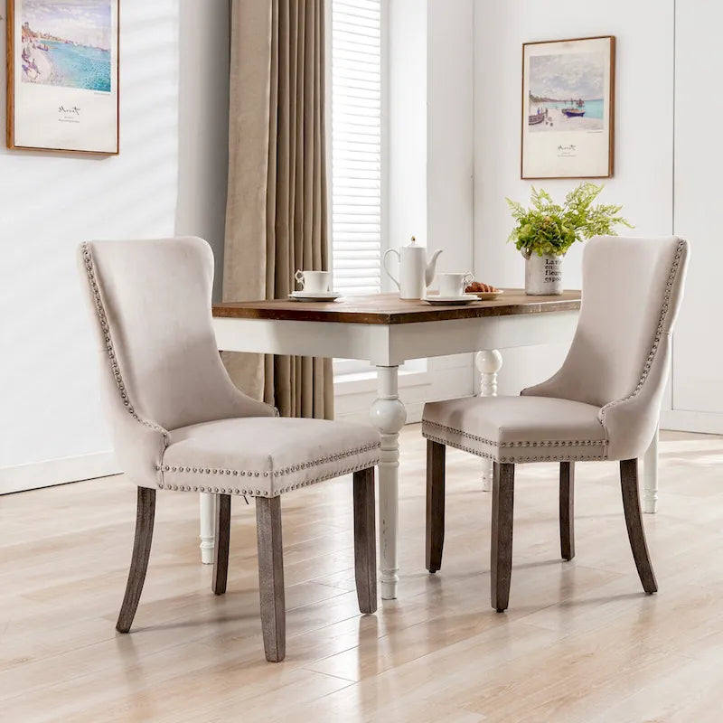 Chaise de salle à manger en velours avec dossier ailé, chaise de cuisine moderne