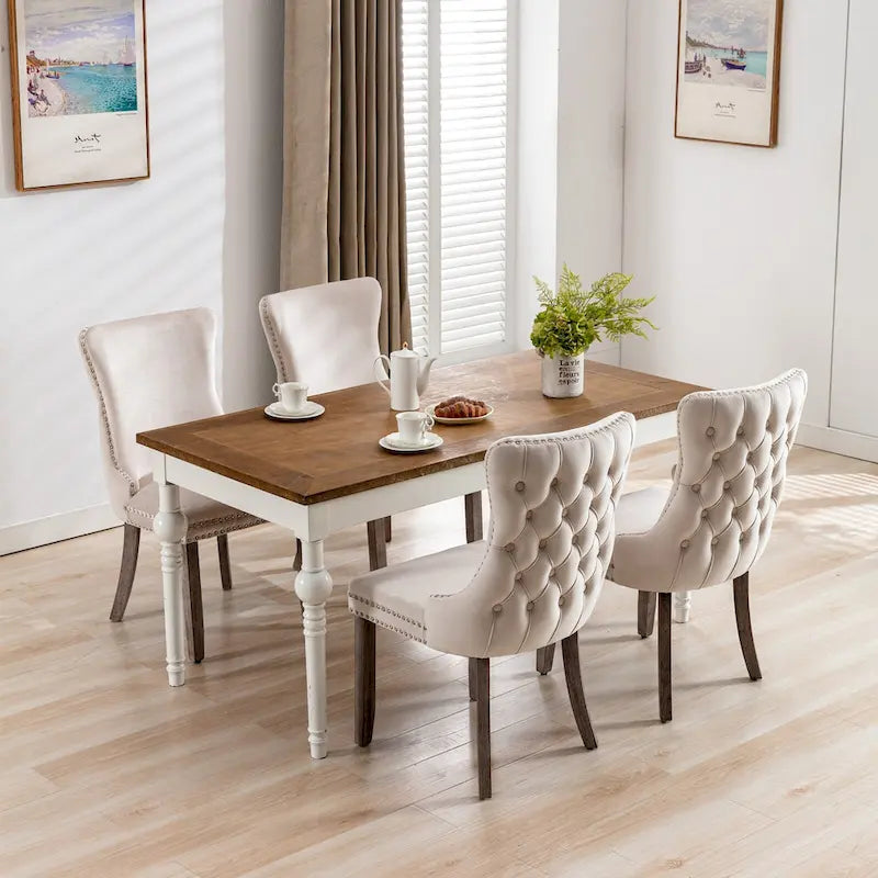 Chaise de salle à manger en velours avec dossier ailé, chaise de cuisine moderne