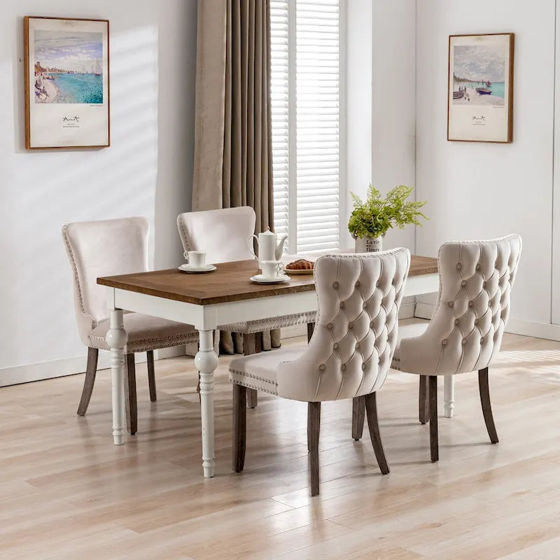 Chaise de salle à manger en velours avec dossier ailé, chaise de cuisine moderne