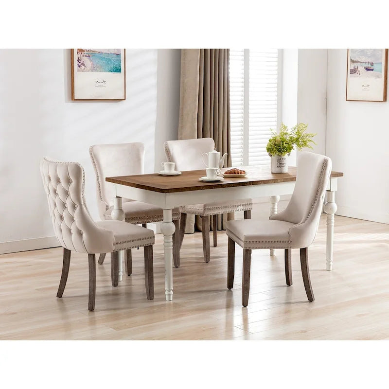 Chaise de salle à manger en velours avec dossier ailé, chaise de cuisine moderne