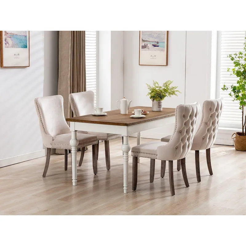 Chaise de salle à manger en velours avec dossier ailé, chaise de cuisine moderne