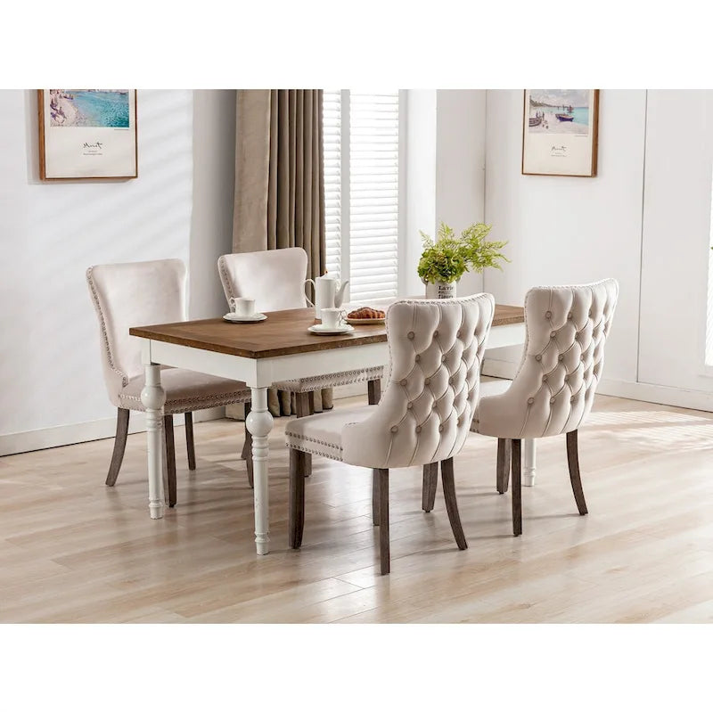 Chaise de salle à manger en velours avec dossier ailé, chaise de cuisine moderne