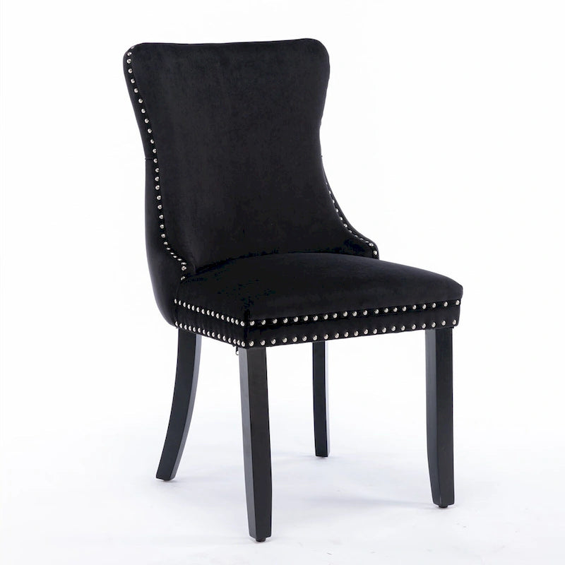 Chaise de salle à manger en velours avec dossier ailé, chaise de cuisine moderne