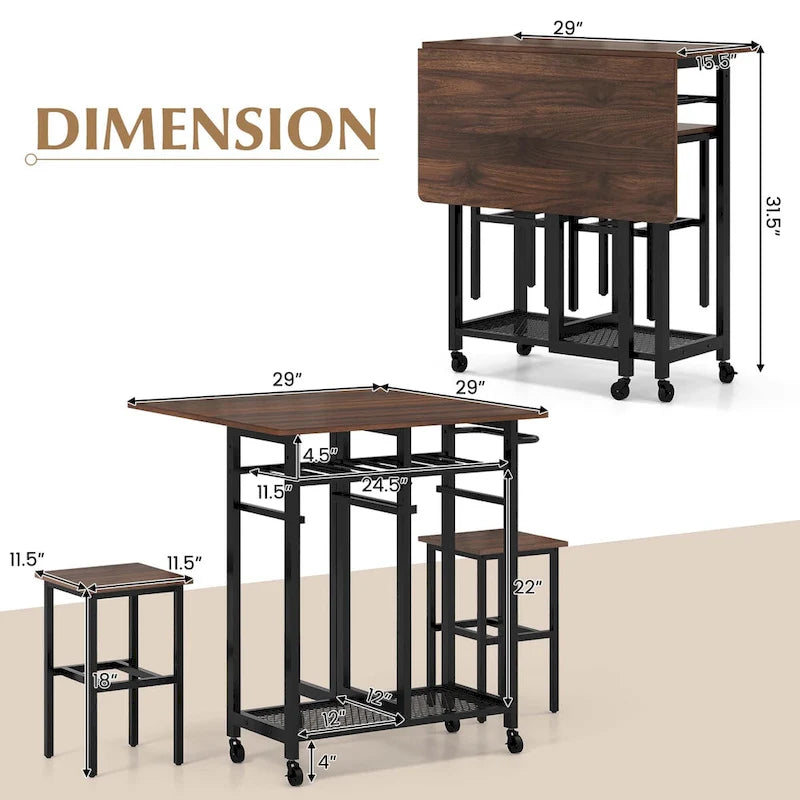 Table à manger roulante Table de cuisine extensible