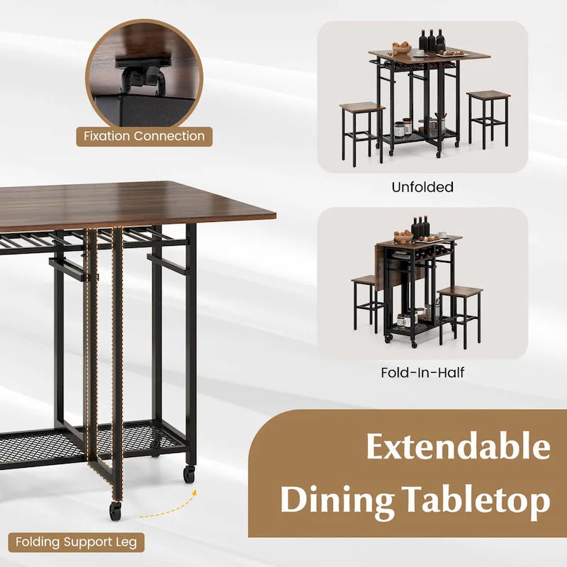 Table à manger roulante Table de cuisine extensible