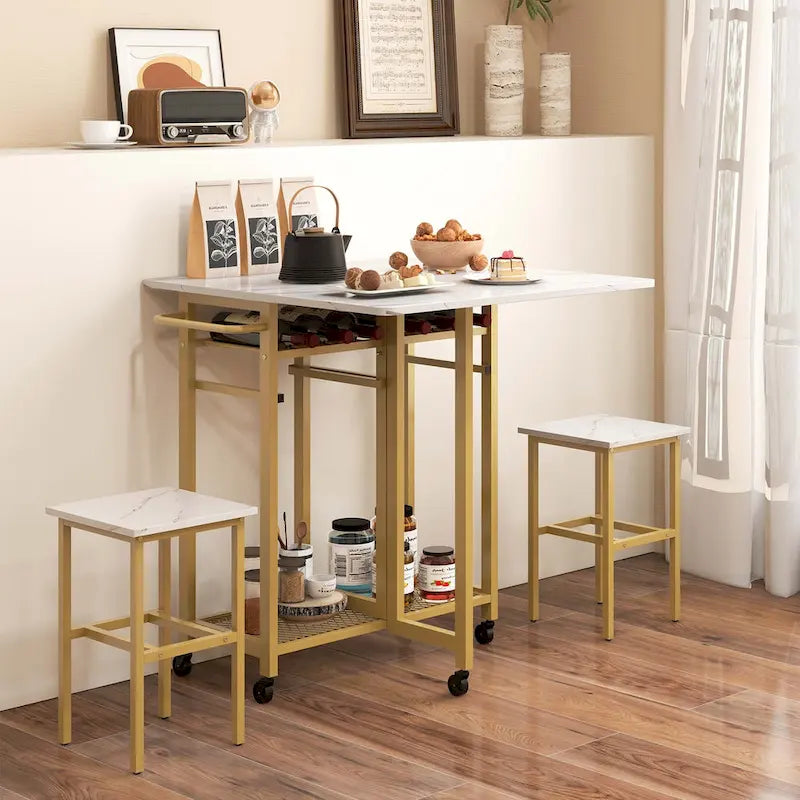 Table à manger roulante Table de cuisine extensible
