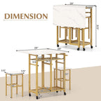Table à manger roulante Table de cuisine extensible