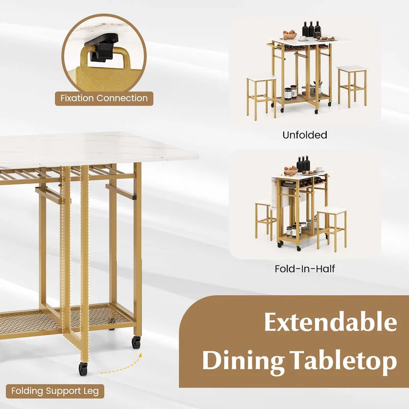 Table à manger roulante Table de cuisine extensible