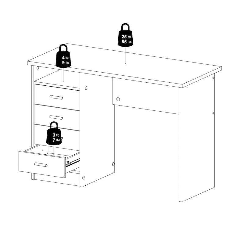 Bureau d'ordinateur à quatre tiroirs