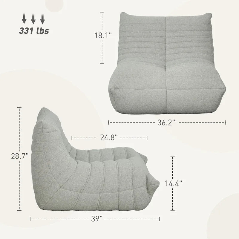 Fauteuil paresseux géant, canapé-poufs haute densité