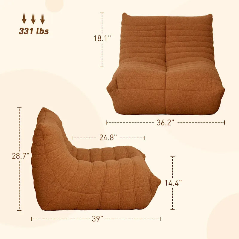 Fauteuil paresseux géant, canapé-poufs haute densité
