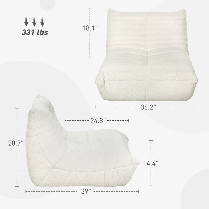 Fauteuil paresseux géant, canapé-poufs haute densité