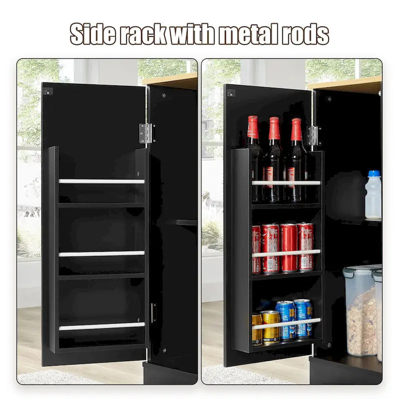 Grand îlot de cuisine avec meuble de rangement pour poubelle (tabouret non inclus)
