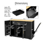 Grand îlot de cuisine avec meuble de rangement pour poubelle (tabouret non inclus)