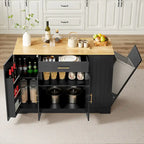 Grand îlot de cuisine avec meuble de rangement pour poubelle (tabouret non inclus)