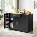 Grand îlot de cuisine avec meuble de rangement pour poubelle (tabouret non inclus)