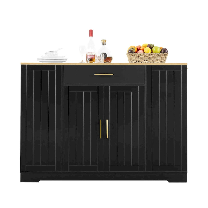 Grand îlot de cuisine avec meuble de rangement pour poubelle (tabouret non inclus)