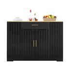 Grand îlot de cuisine avec meuble de rangement pour poubelle (tabouret non inclus)