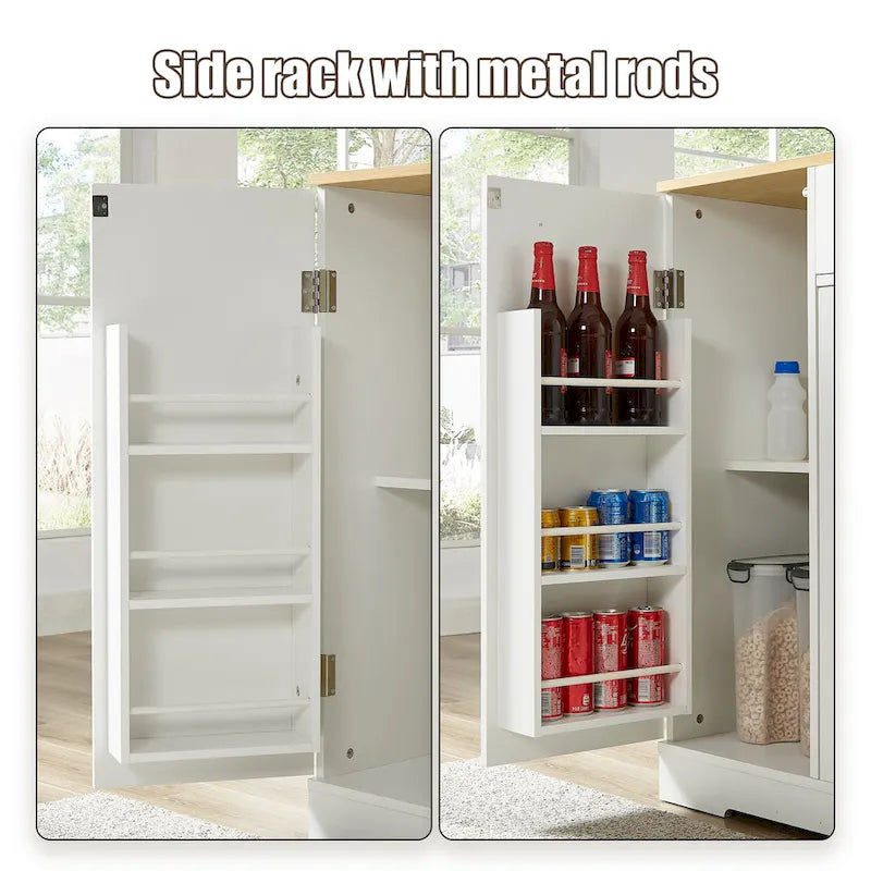 Grand îlot de cuisine avec meuble de rangement pour poubelle (tabouret non inclus)