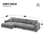 Canapé d'angle en velours côtelé avec port USB, méridienne et porte-gobelet