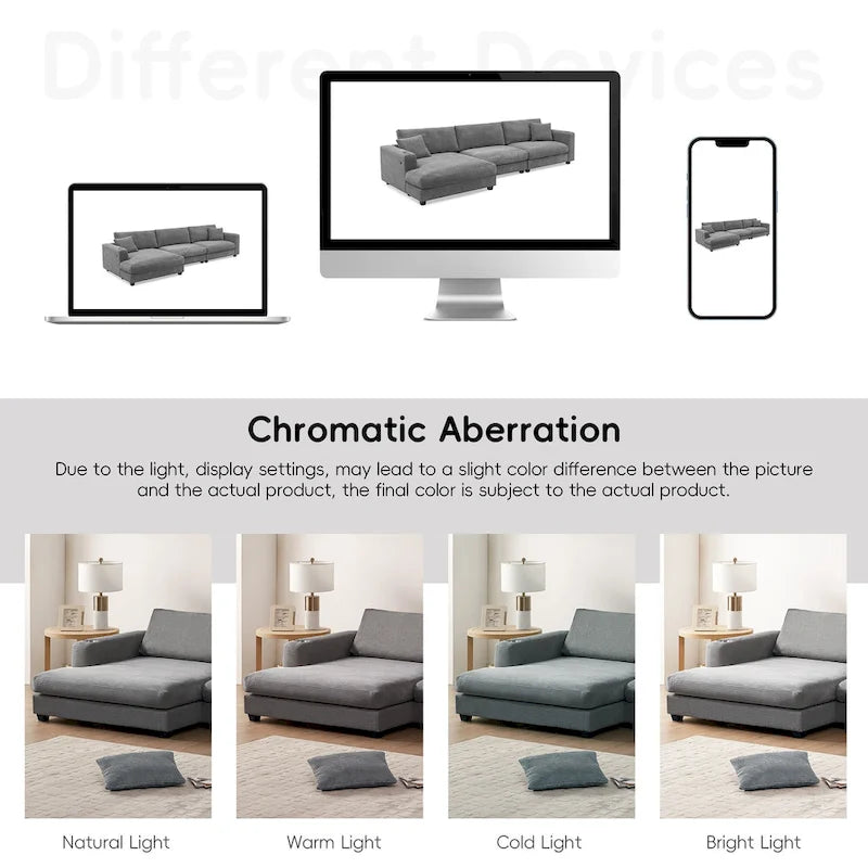 Canapé d'angle en velours côtelé avec port USB, méridienne et porte-gobelet